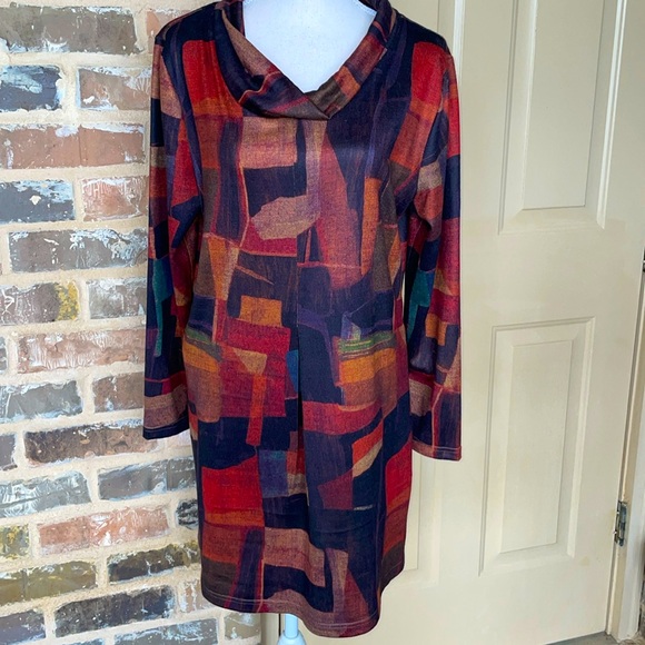 Shana Dresses & Skirts - NWT Shana Geometric Rolled Neck A-line Dress Size Medium